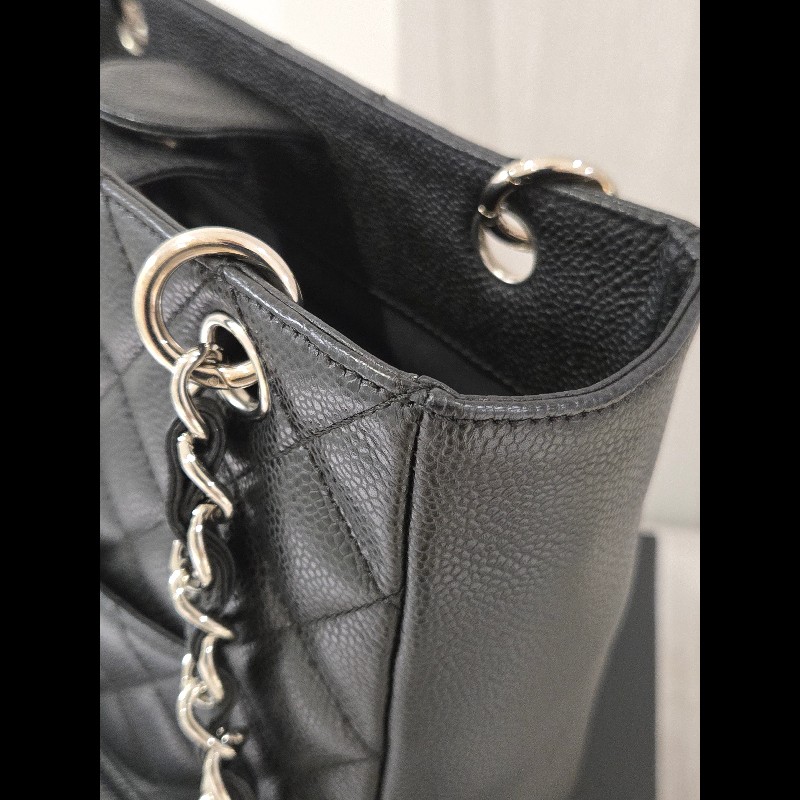 香奈兒 Chanel 黑色 荔枝皮 PST 鍊條包 肩背包 手提包-16