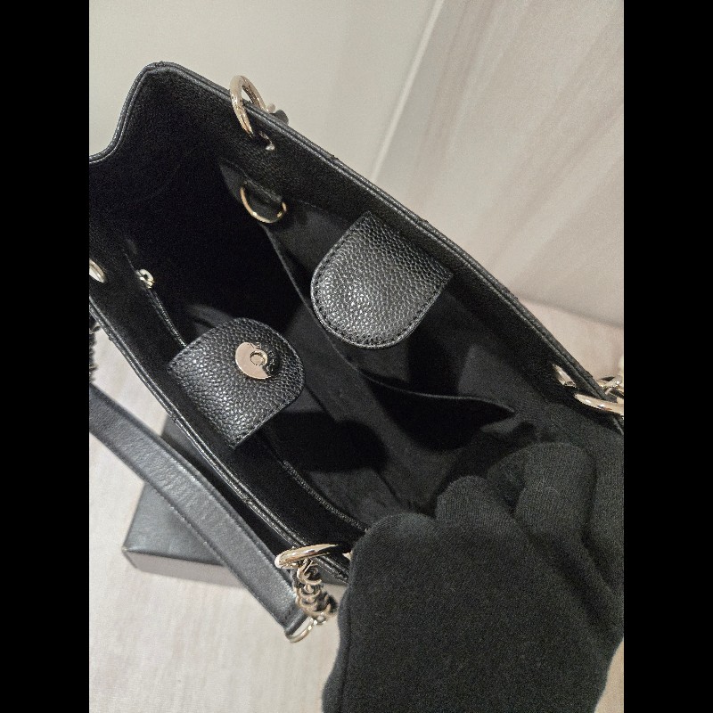 香奈兒 Chanel 黑色 荔枝皮 PST 鍊條包 肩背包 手提包-20