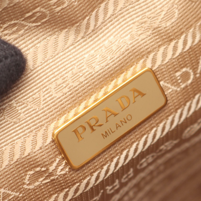 PRADA LOGO JACQUARD 2WAY 單肩手袋 1BH097 帆布皮革 米色 白色 二手-3