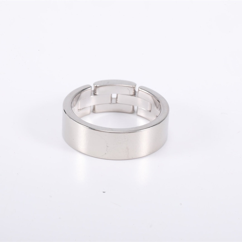 CARTIER 三排鑽鏈節與鏈條系列坦克半鑽戒指18K白金 51-4