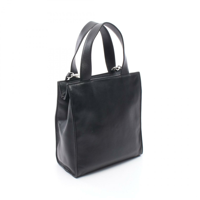 PRADA 三角形 Logo 2WAY 單肩手提包 1BG418 黑色皮革 二手 女士-1