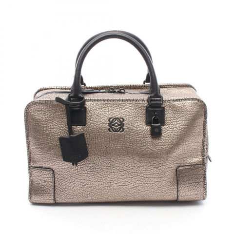 LOEWE Amazona 36 金屬色手提包，金色皮革，二手女款