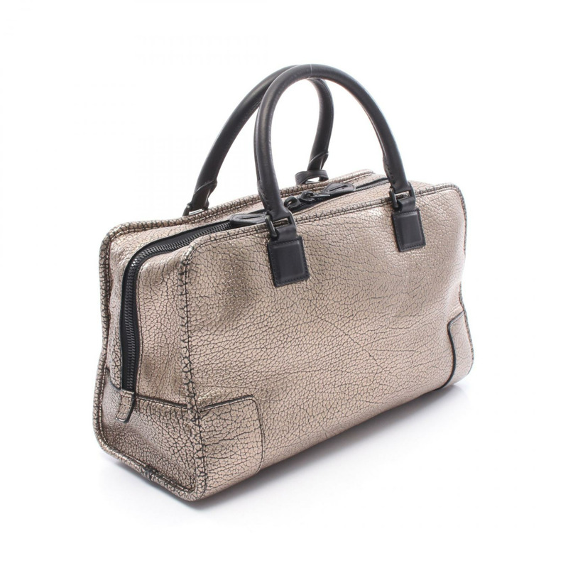 LOEWE Amazona 36 金屬色手提包，金色皮革，二手女款-1