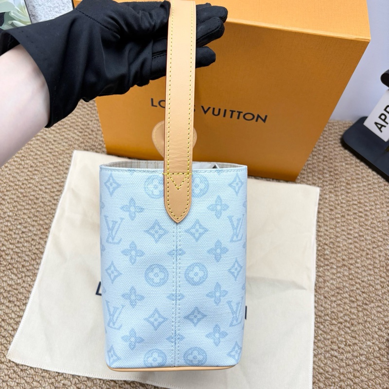 ✨26年全新全套LV/路易威登130週年限定款 All InBB 淡藍色水桶包 手提袋 斜背包 芯片款 五金原膜❤️正品-3