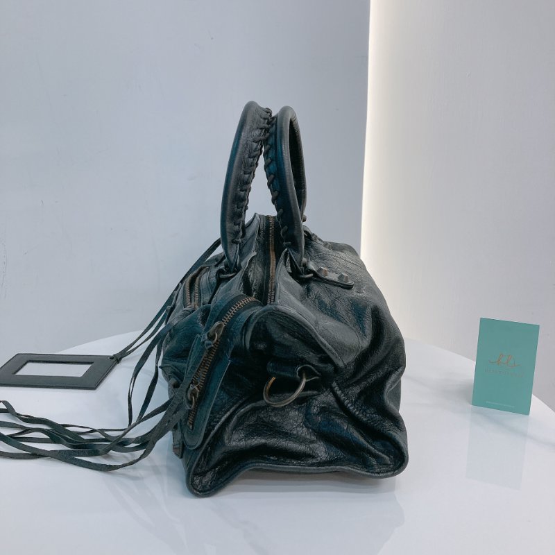 MS0716 Balenciaga 巴黎世家經典 城市機車包 黑色牛皮銀扣 Classic City Tote 40cm Calfskin Black x PHW-5