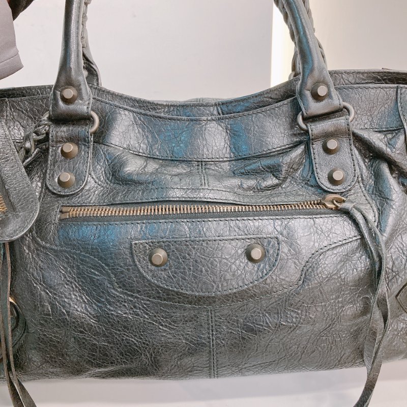 MS0716 Balenciaga 巴黎世家經典 城市機車包 黑色牛皮銀扣 Classic City Tote 40cm Calfskin Black x PHW-11