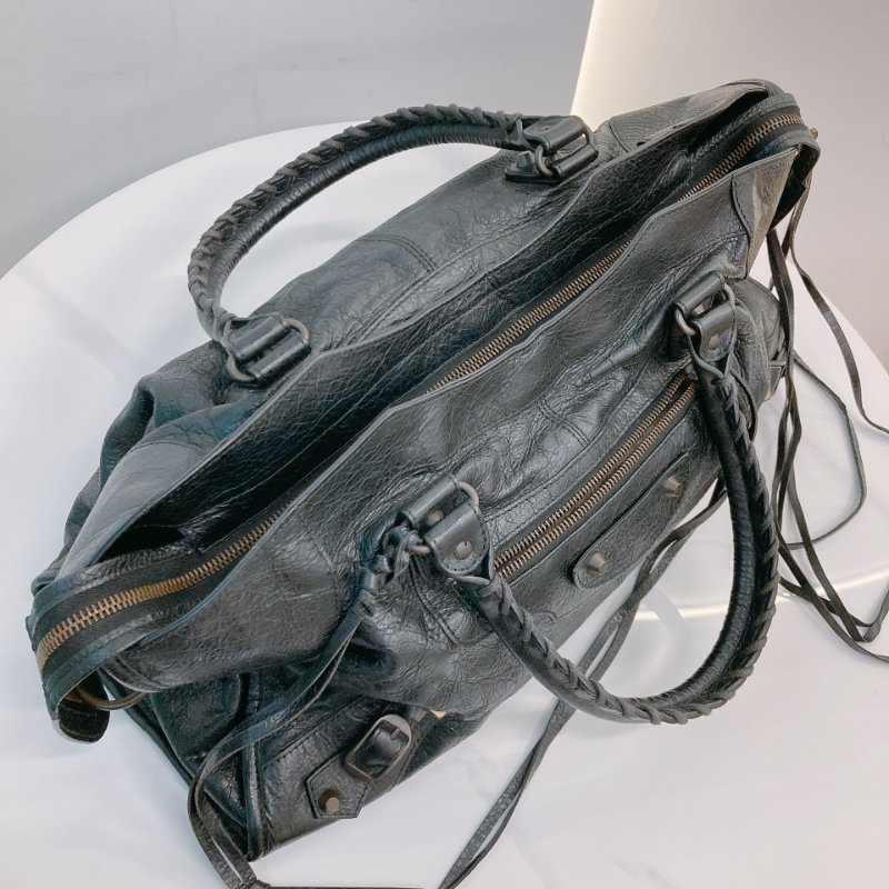 MS0716 Balenciaga 巴黎世家經典 城市機車包 黑色牛皮銀扣 Classic City Tote 40cm Calfskin Black x PHW-12