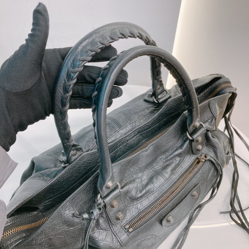 MS0716 Balenciaga 巴黎世家經典 城市機車包 黑色牛皮銀扣 Classic City Tote 40cm Calfskin Black x PHW-13