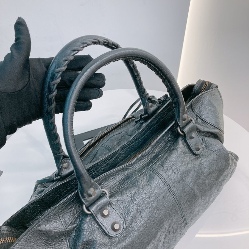 MS0716 Balenciaga 巴黎世家經典 城市機車包 黑色牛皮銀扣 Classic City Tote 40cm Calfskin Black x PHW-14