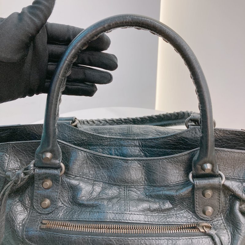 MS0716 Balenciaga 巴黎世家經典 城市機車包 黑色牛皮銀扣 Classic City Tote 40cm Calfskin Black x PHW-15