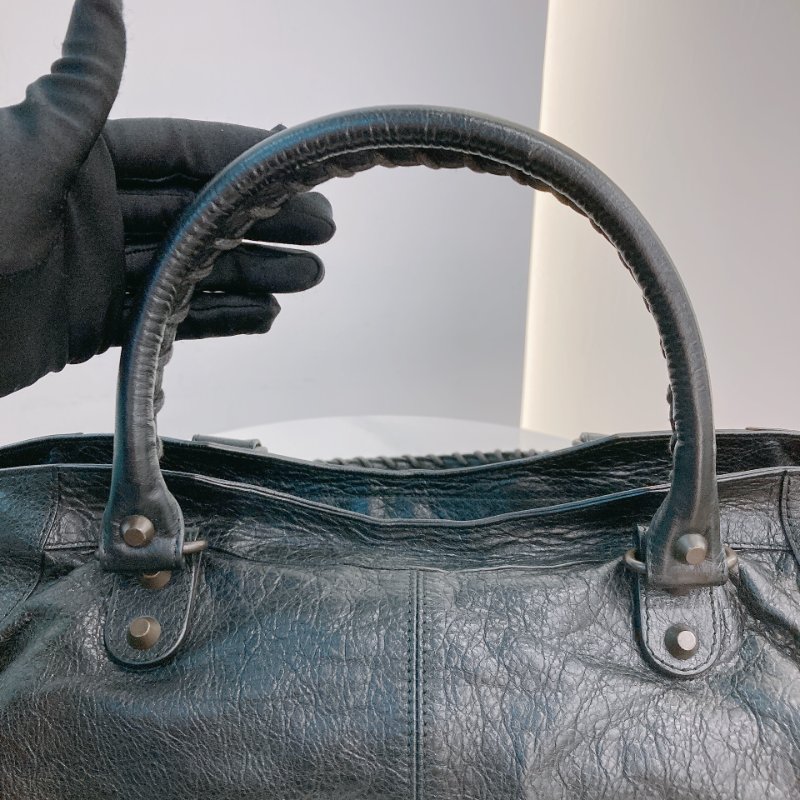 MS0716 Balenciaga 巴黎世家經典 城市機車包 黑色牛皮銀扣 Classic City Tote 40cm Calfskin Black x PHW-16