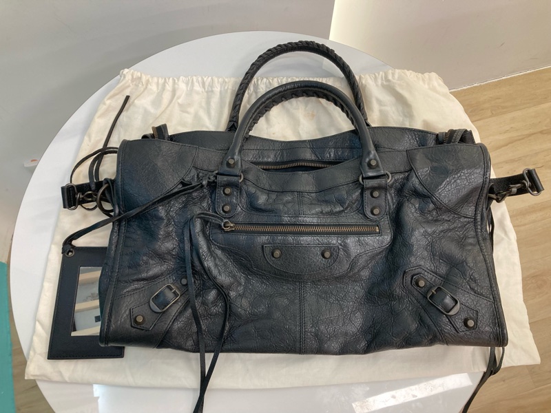 MS0716 Balenciaga 巴黎世家經典 城市機車包 黑色牛皮銀扣 Classic City Tote 40cm Calfskin Black x PHW-29