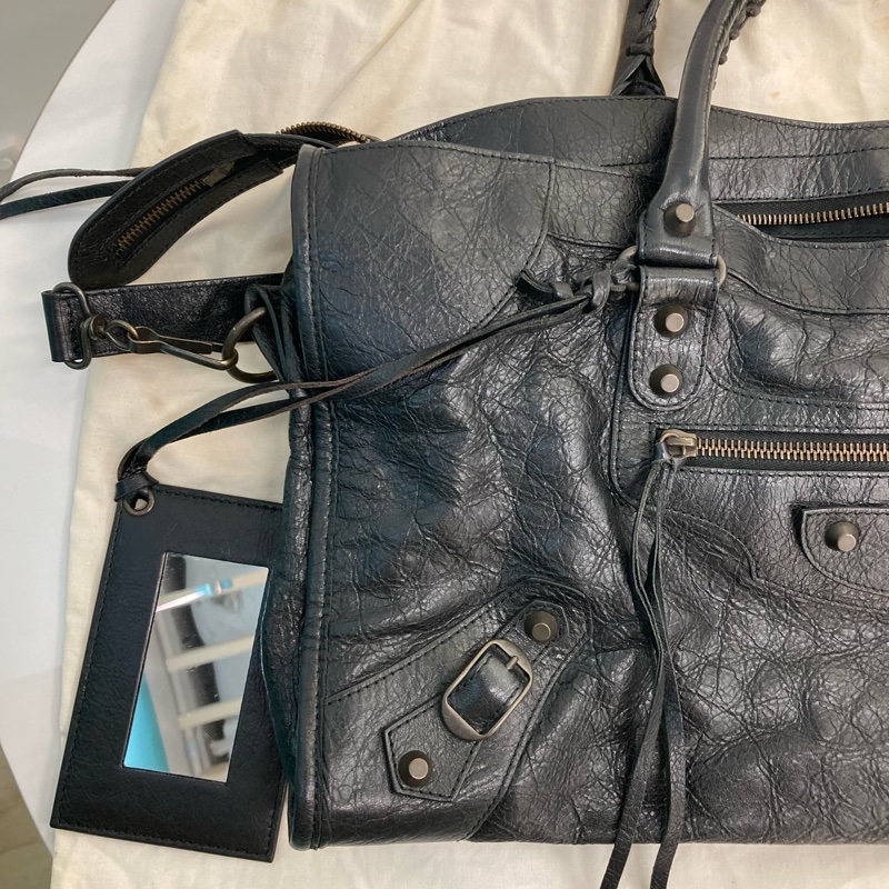 MS0716 Balenciaga 巴黎世家經典 城市機車包 黑色牛皮銀扣 Classic City Tote 40cm Calfskin Black x PHW-30