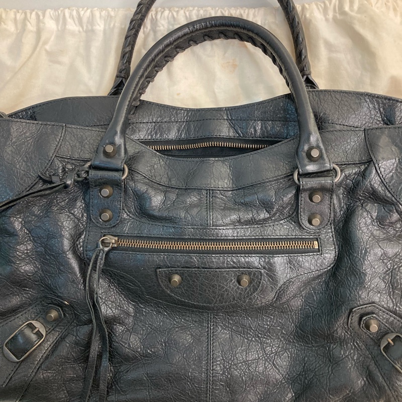 MS0716 Balenciaga 巴黎世家經典 城市機車包 黑色牛皮銀扣 Classic City Tote 40cm Calfskin Black x PHW-31