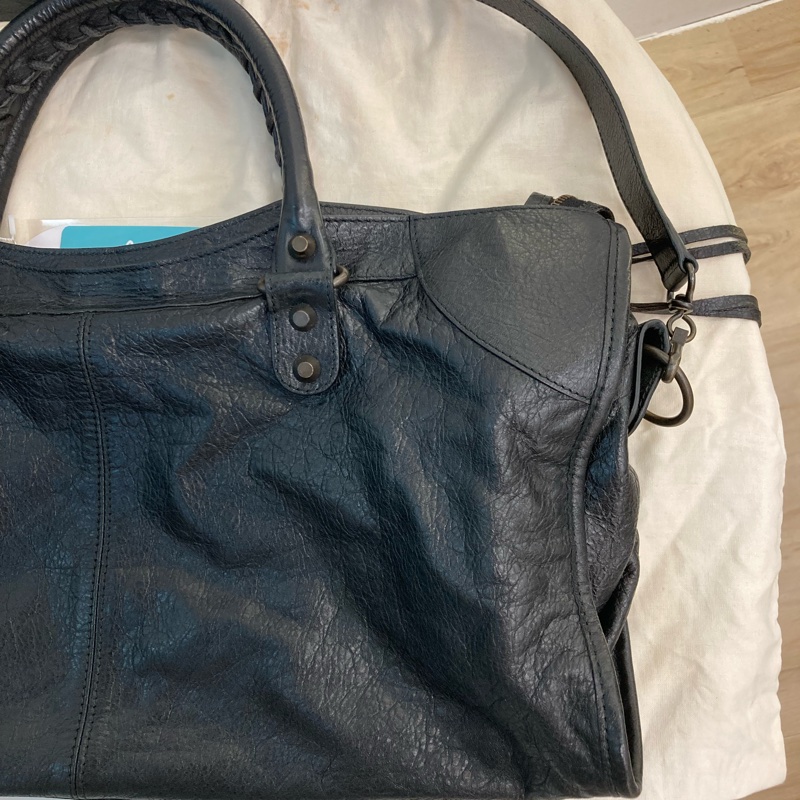 MS0716 Balenciaga 巴黎世家經典 城市機車包 黑色牛皮銀扣 Classic City Tote 40cm Calfskin Black x PHW-35