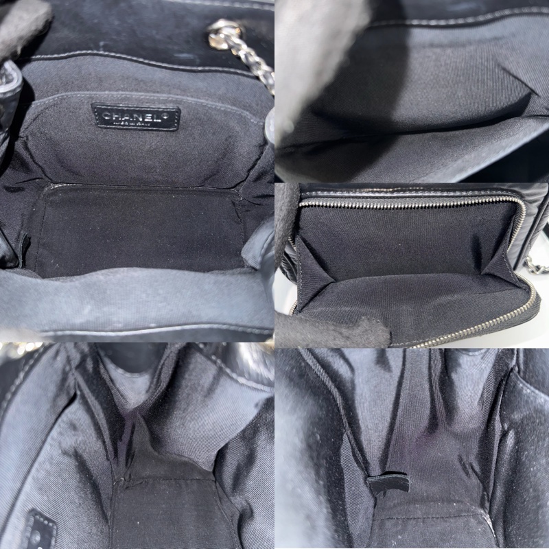 CHANEL 香奈兒 黑色牛皮 DRAWSTRING 鏈條斜背包 SA57819-6