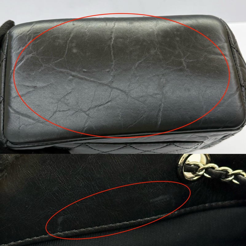 CHANEL 香奈兒 黑色牛皮 DRAWSTRING 鏈條斜背包 SA57819-8