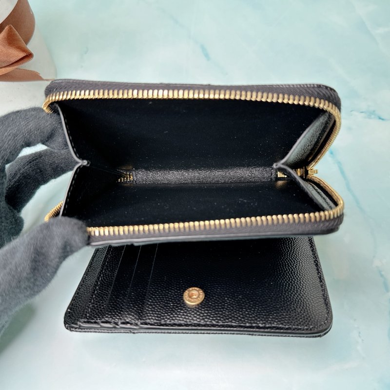 YSL 全新黑金粒面牛皮短夾-5