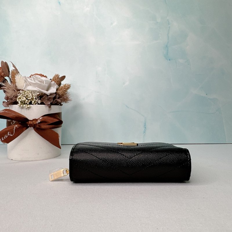 YSL 全新黑金粒面牛皮短夾-6