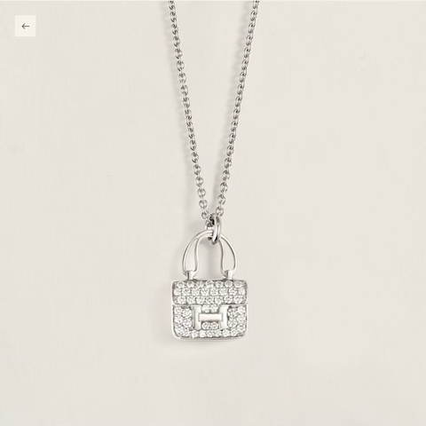 Hermès Amulettes Constance愛馬仕白金滿鑽康康項鍊｜二代新版 Kelly 鎖頭釦