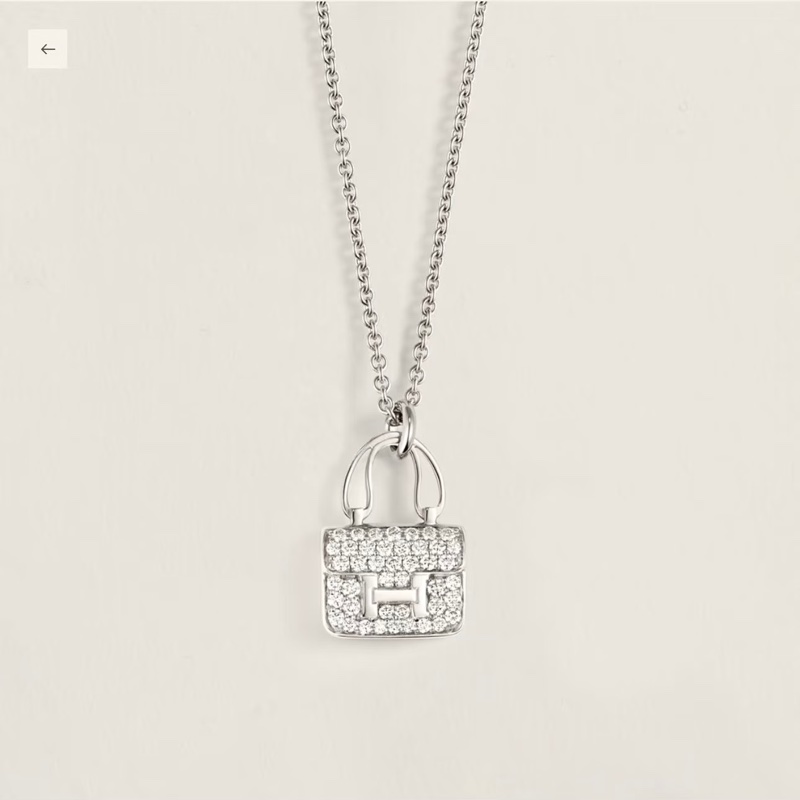 Hermès Amulettes Constance愛馬仕白金滿鑽康康項鍊｜二代新版 Kelly 鎖頭釦-0