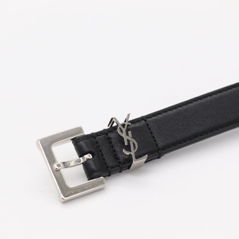Saint Laurent 聖羅蘭 Cassandre 黑色 皮革 皮帶-0