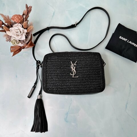 YSL 拉菲草拼皮流蘇相機包
