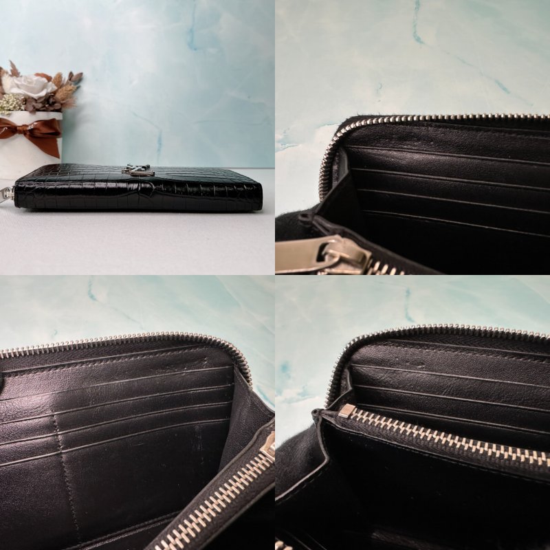 YSL 經典鱷魚紋拉鍊長夾-5