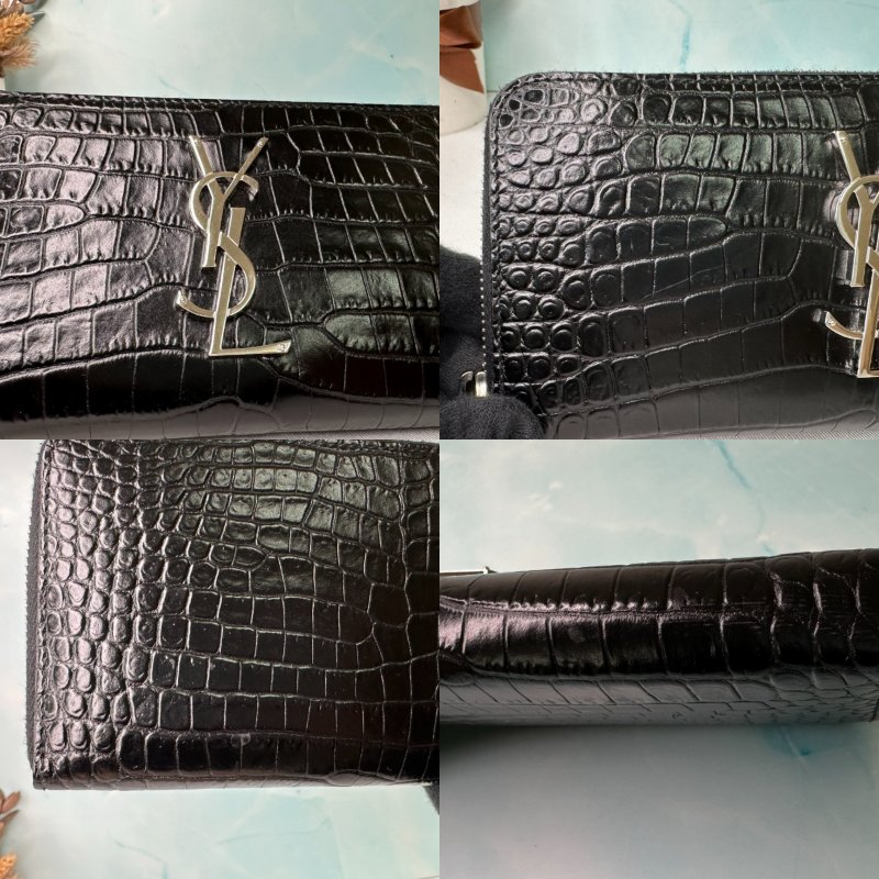 YSL 經典鱷魚紋拉鍊長夾-6