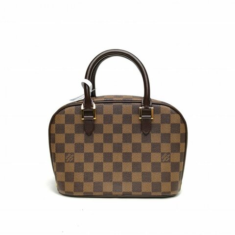 LOUIS VUITTON 中古蘋果手提包棕色棋盤格PVC2002肩背包