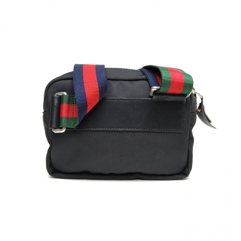 GUCCI 黑色帆布虎頭刺繡斜挎包肩背包-2