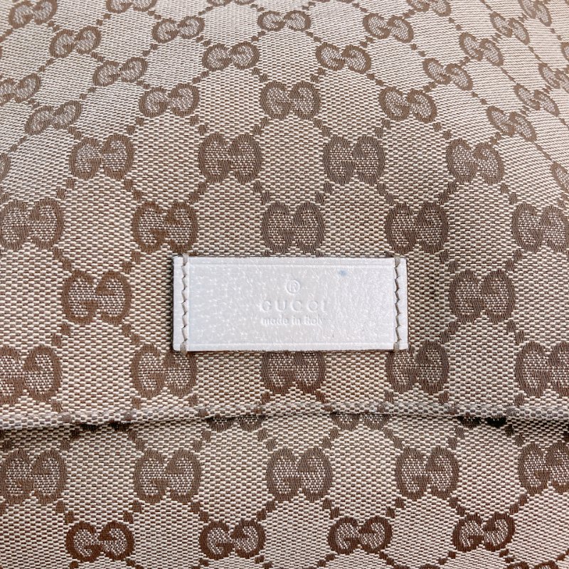 MS0711Gucci 古馳經典帆布 單肩斜挎包 銀扣米色 Shoulder Bag GG Canvas 30CM Beige x PHW-10