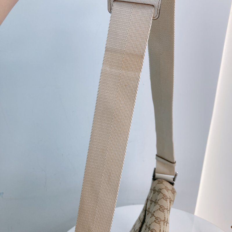 MS0711Gucci 古馳經典帆布 單肩斜挎包 銀扣米色 Shoulder Bag GG Canvas 30CM Beige x PHW-16