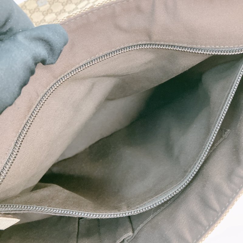 MS0711Gucci 古馳經典帆布 單肩斜挎包 銀扣米色 Shoulder Bag GG Canvas 30CM Beige x PHW-26