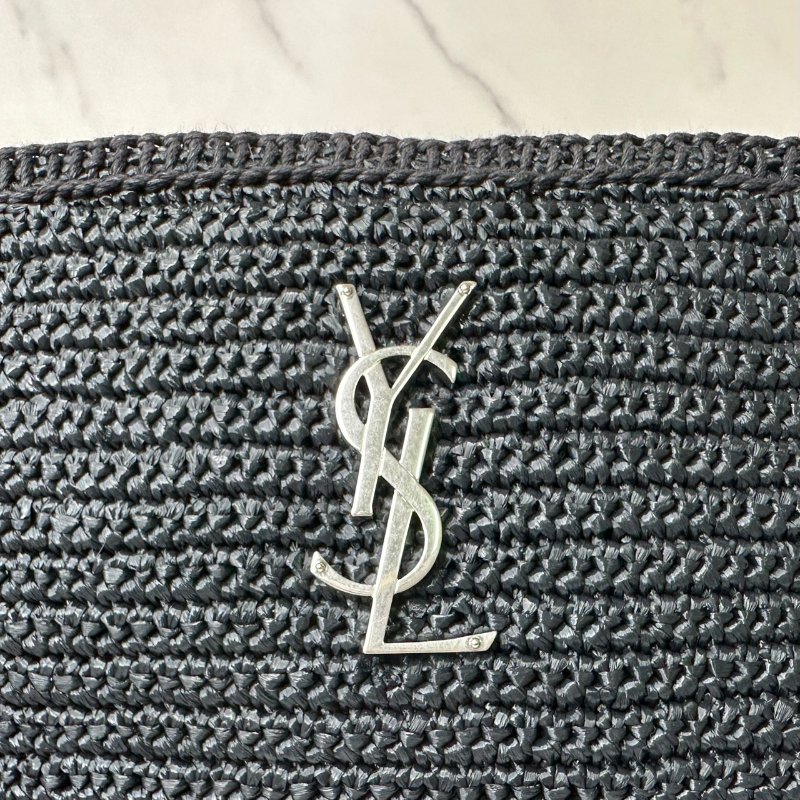 YSL 拉菲草拼皮流蘇斜背包-5