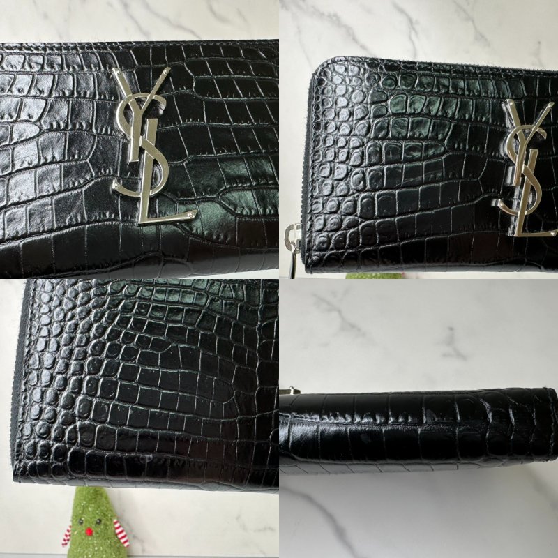 YSL 經典鱷魚壓紋皮革長夾-5
