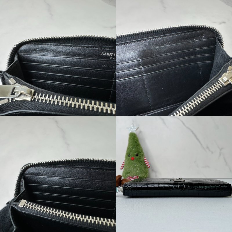 YSL 經典鱷魚壓紋皮革長夾-6