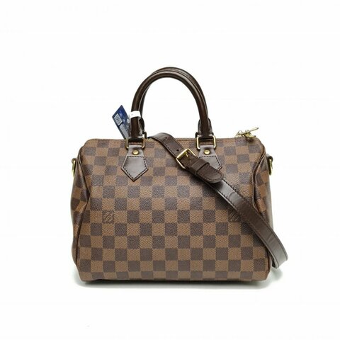 LOUIS VUITTON Speedy25配肩帶棕色棋盤格PVC2013肩背包