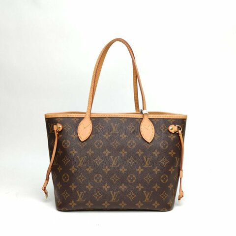 LOUIS VUITTON Neverfull小號29配子袋老花PVC金扣晶片肩背包