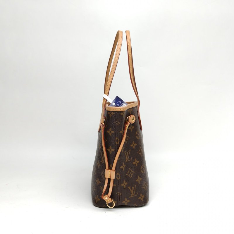 LOUIS VUITTON Neverfull小號29配子袋老花PVC金扣晶片肩背包-1