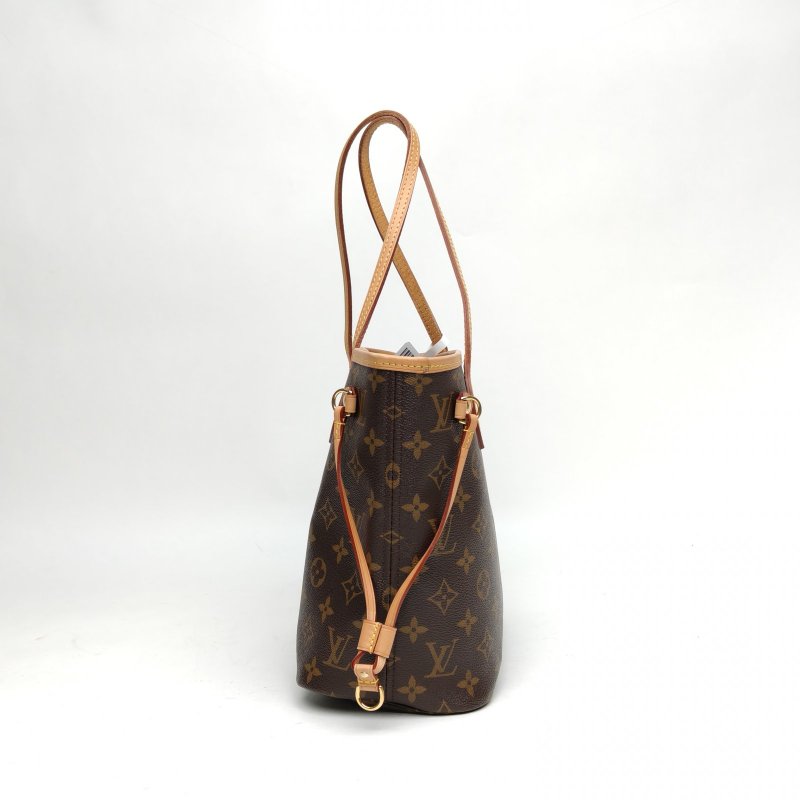 LOUIS VUITTON Neverfull小號29配子袋老花PVC金扣晶片肩背包-3