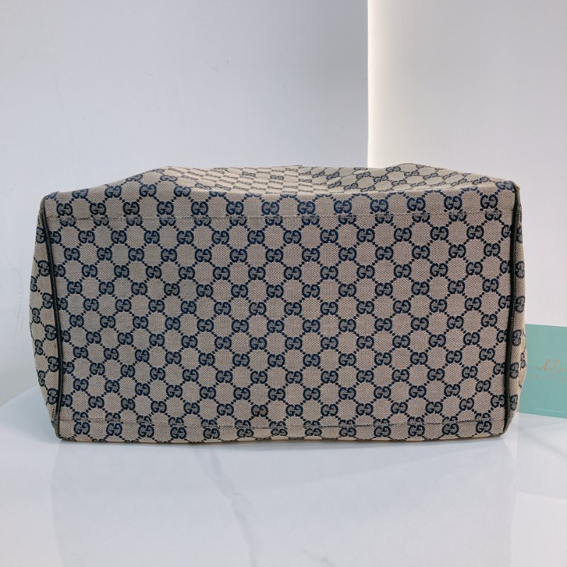 MS0710 古馳 經典帆布旅行包 銀扣深藍色 Gucci Boston GG Canvas 40CM Blue x PHW-5