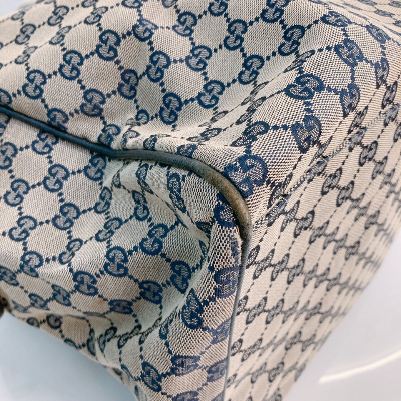 MS0710 古馳 經典帆布旅行包 銀扣深藍色 Gucci Boston GG Canvas 40CM Blue x PHW-6