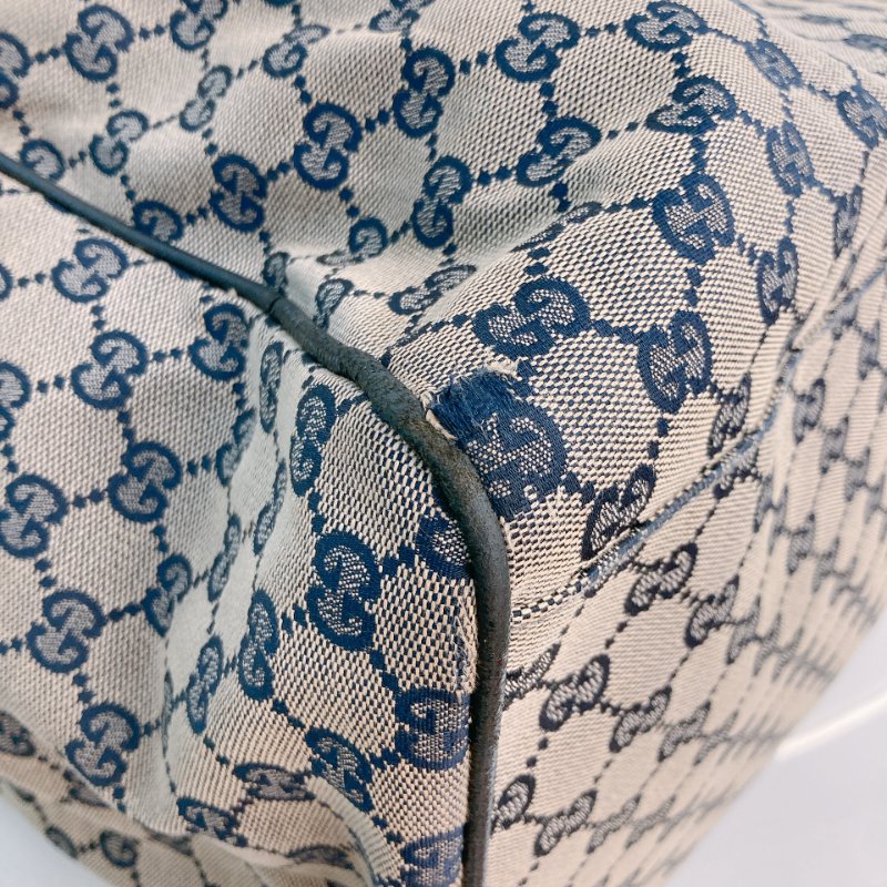MS0710 古馳 經典帆布旅行包 銀扣深藍色 Gucci Boston GG Canvas 40CM Blue x PHW-9
