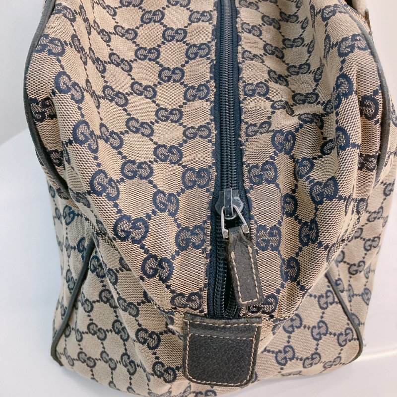 MS0710 古馳 經典帆布旅行包 銀扣深藍色 Gucci Boston GG Canvas 40CM Blue x PHW-14