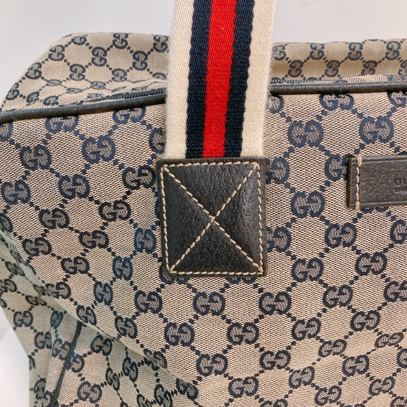 MS0710 古馳 經典帆布旅行包 銀扣深藍色 Gucci Boston GG Canvas 40CM Blue x PHW-19