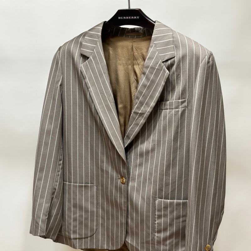 Burberrys' 1990s 拿鐵米色直條紋西裝外套 英國製造 📌 含有Legit 真品鑑定書-10