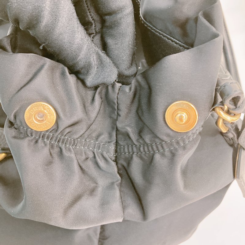 MS0709 Prada 普拉達尼龍手提包 黑色金扣 Tessuto Nylon Jacquard Logo Tote Bag Black x GHW-20