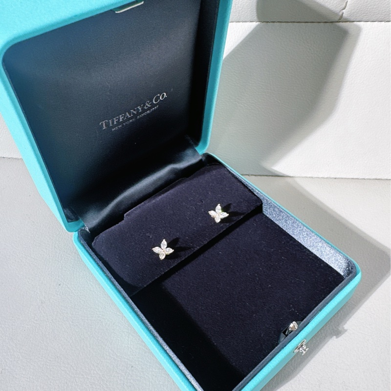 Tiffany & Co蒂芙尼 Victoria系列 18K玫瑰金滿鑽小號耳環-2