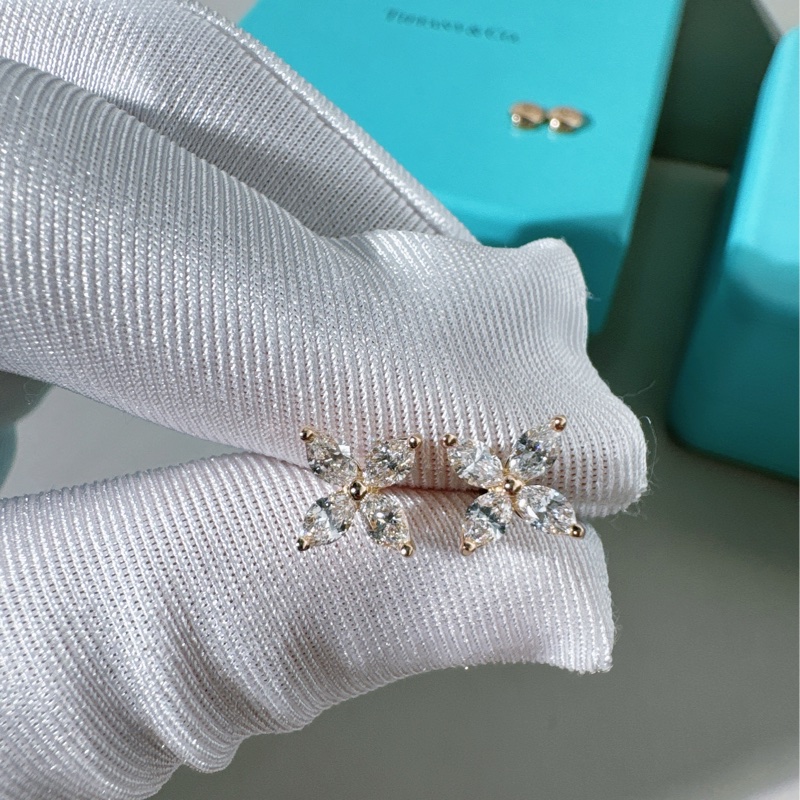 Tiffany & Co蒂芙尼 Victoria系列 18K玫瑰金滿鑽小號耳環-5